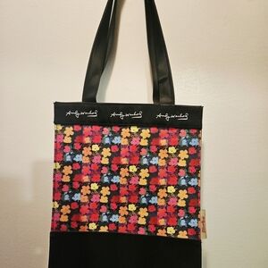 Andy Warhol Floral Print Tote Bag With Matching Zippered Makeup Bag/Wallet